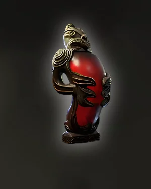 Buy PoE 2 Blood of the Warrior showing unique Gargantuan Life Flask with red core and ornate metal casing