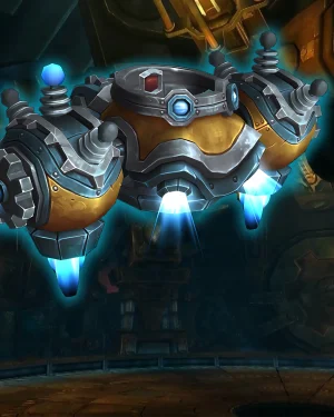 Epic Aerial Unit R-21/X Mechagon Mount flying at high speeds in World of Warcraft