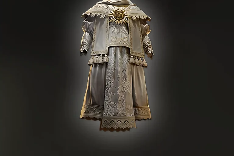 PoE 2 Silks of Veneration unique chest armour with detailed robes and golden emblem
