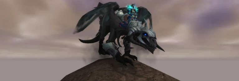 Mage wearing the iconic Tier 3 set while riding the Unchained Gladiator Mount in World of Warcraft