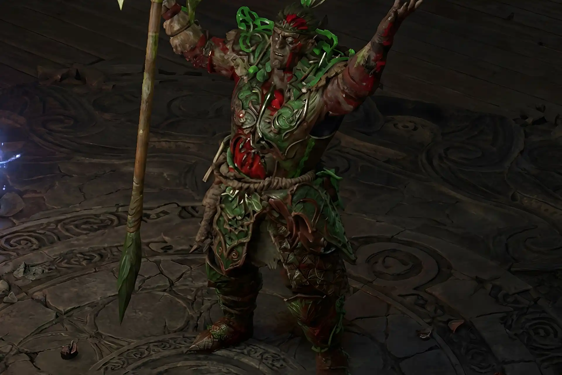 PoE 2 Tavakai Carry – Druid-like Tavakai boss wielding a large green axe in Path of Exile 2