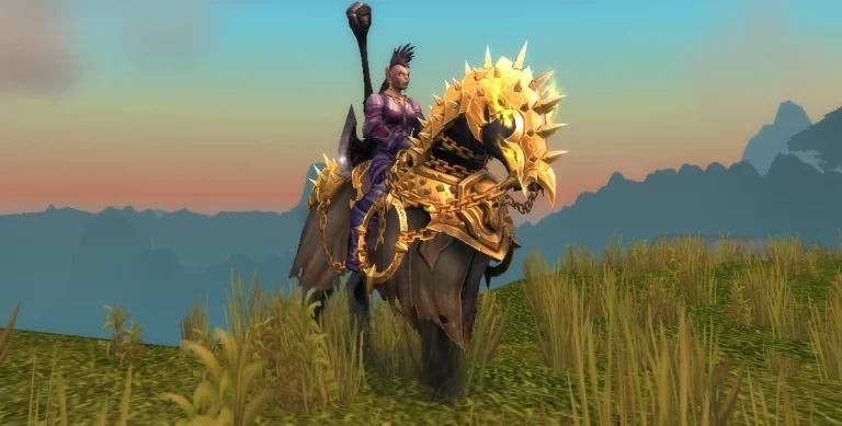 Fallen Charger mount galloping through the Maw – one of the rarest mounts in Shadowlands