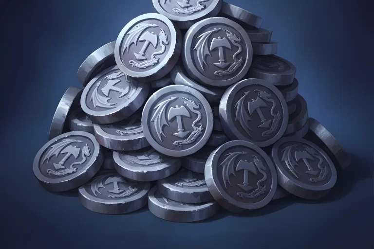 Buy WoW MoP Classic Platinum Coins Boost – stack of glowing platinum coins with blue aura