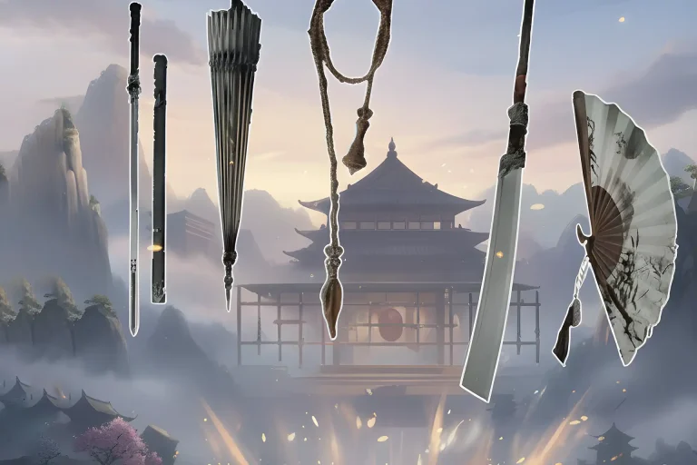 Buy Where Winds Meet Weapons Unlock Boost – close-up models of rare weapons from Where Winds Meet
