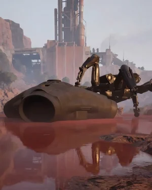 ARC Raiders Harvester Event Boost showing mechanical ARC unit and industrial event zone with high value loot