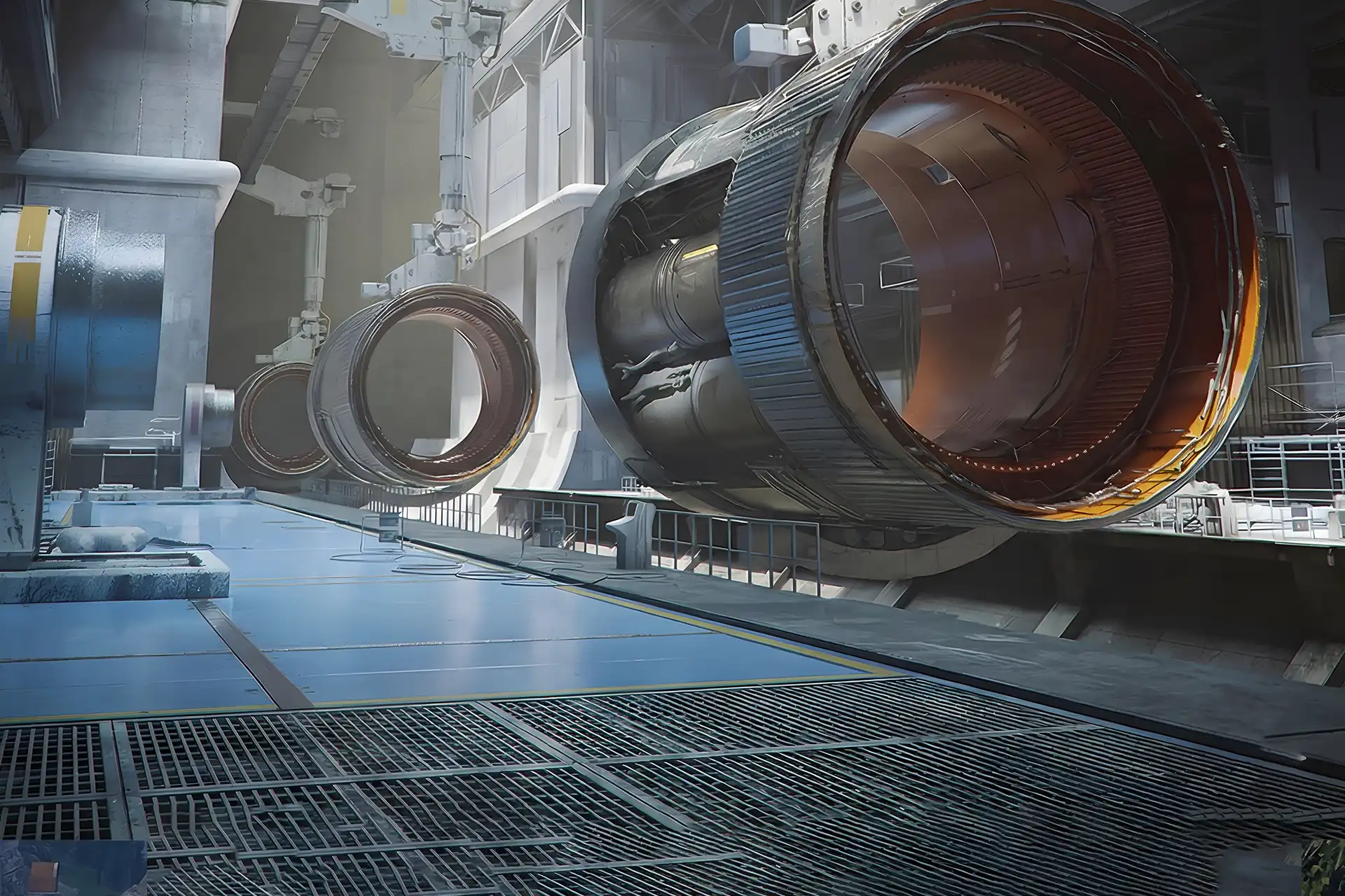 ARC Raiders Stella Montis raid map interior with heavy machinery and close quarters combat layout