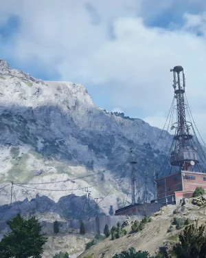 ARC Raiders The Blue Gate Boost showing mountain facility with communication tower and high risk endgame raid zone