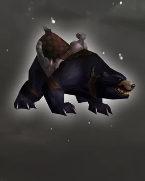 Big Battle Bear mount from World of Warcraft TCG, dark armored bear with saddle