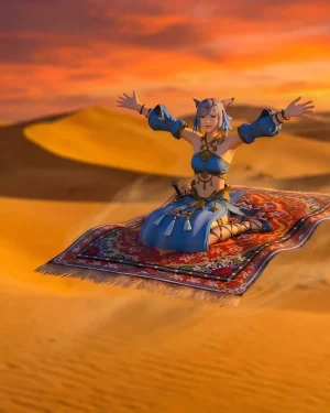 Buy Merchant’s Tale Dungeon Clear featuring FFXIV character flying on magic carpet in desert setting