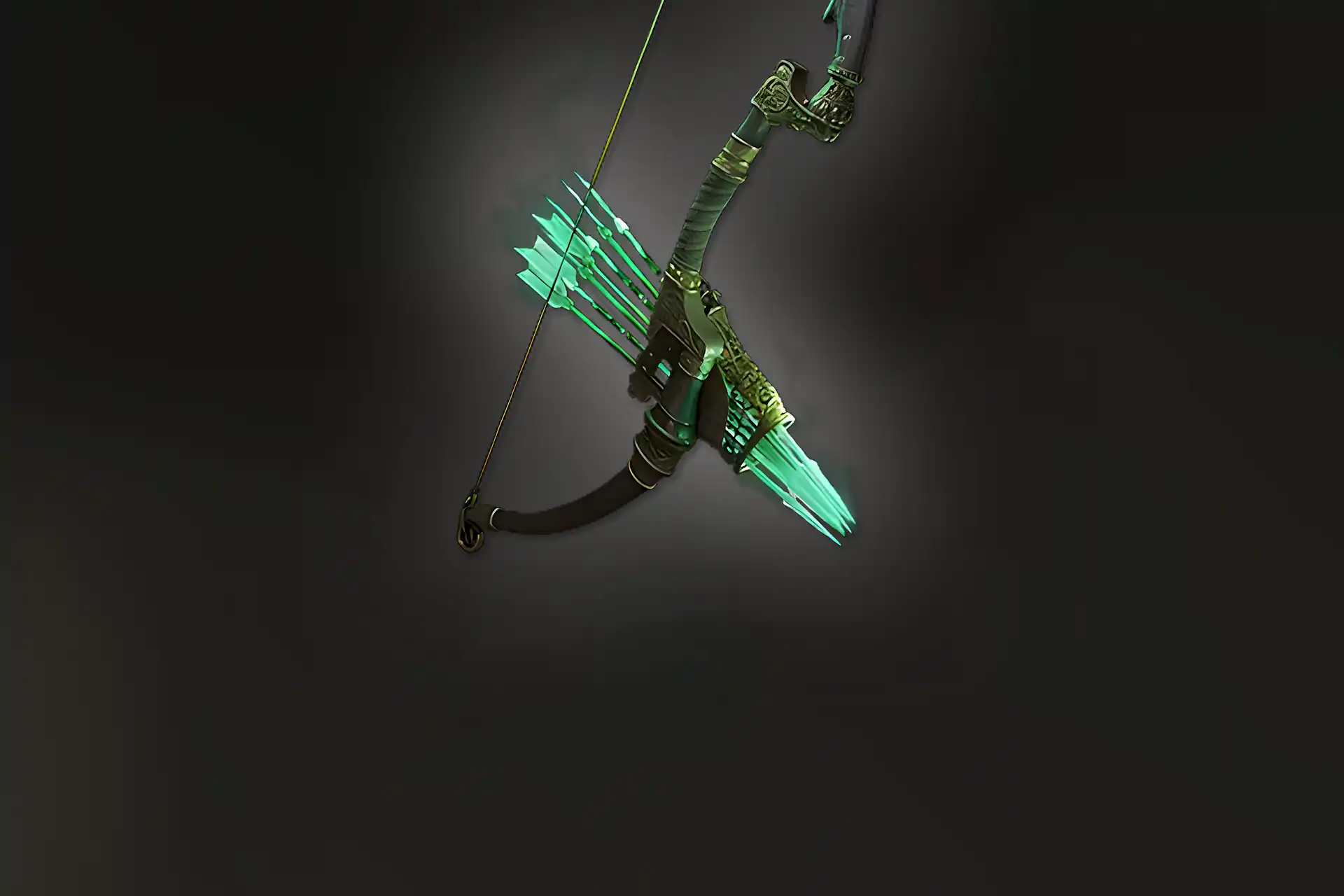 Path of Exile 2 Fairgraves’ Curse bow icon — an ornate bow with glowing green nock and spectral fire aura.