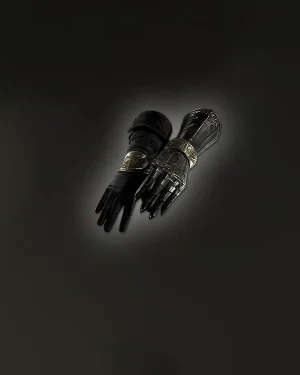 Buy PoE 2 Sine Aequo gloves – dark armored gauntlets with metallic claws and engraved plates