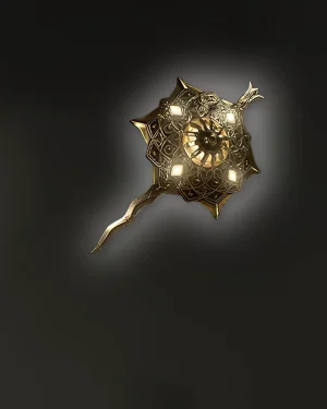 Sunsplinter Unique Spiked Shield icon with gold filigree - Buy PoE 2 Sunsplinter services