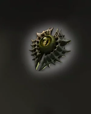 Undying Hate Timeless Jewel icon from Path of Exile 2 with abyssal-themed green eye and spiked outer shell.