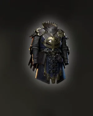 Buy PoE 2 Voll’s Protector – ornate unique body armour with gold and dark steel plating
