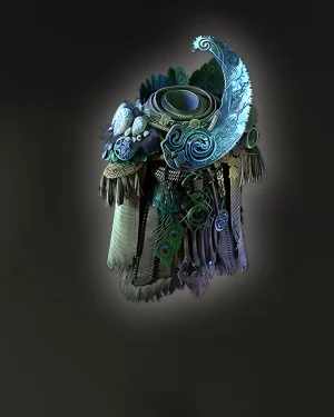 Waveshaper Unique Tideseer Mantle with blue and green feathers - Buy PoE 2 Waveshaper for Mana Stackers