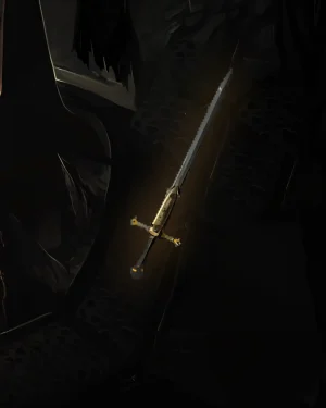 Buy Diablo 4 Supplication Unique Sword icon showing silver blade with golden hilt