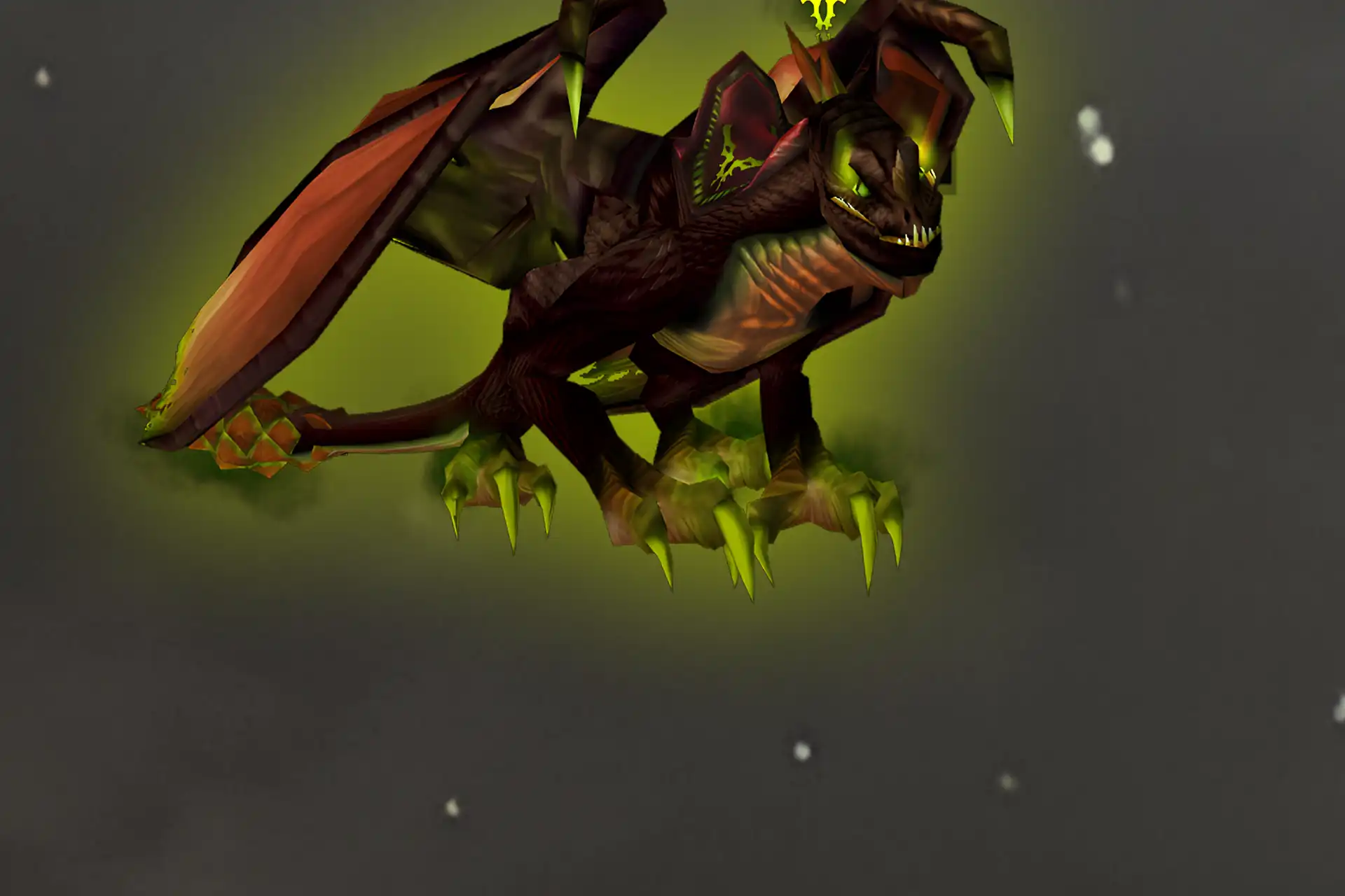 Rare WoW Feldrake mount with fel-green glow and armored drake design