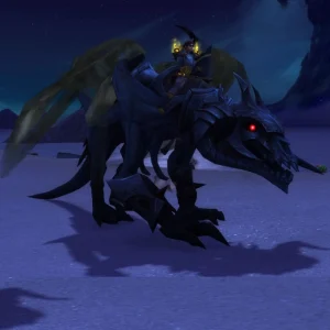 Sinful Gladiator's Soul Eater mount paired with a character wearing an Elite PvP Set in World of Warcraft