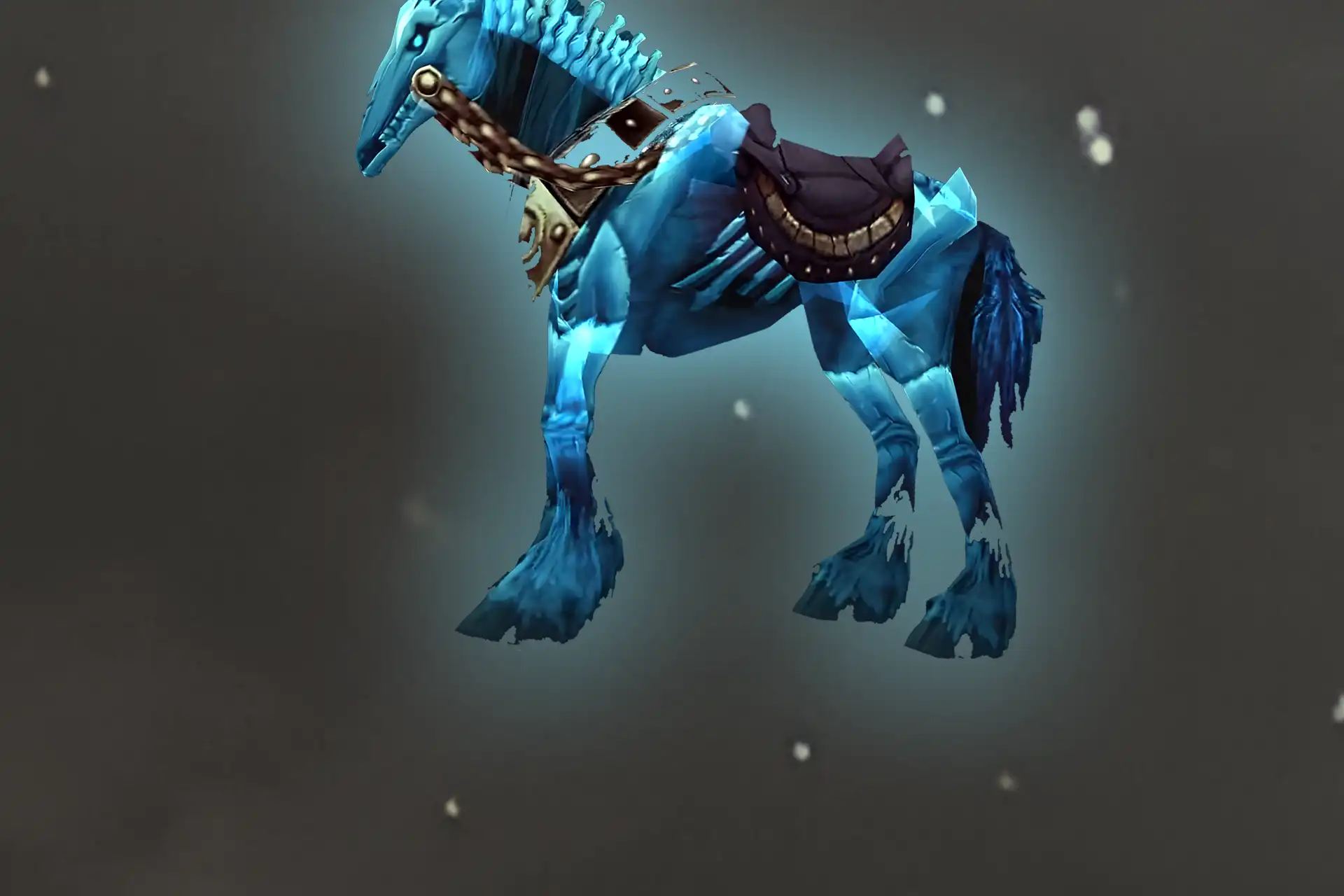 Spectral blue skeletal horse from WoW – Ghastly Charger’s Skull mount