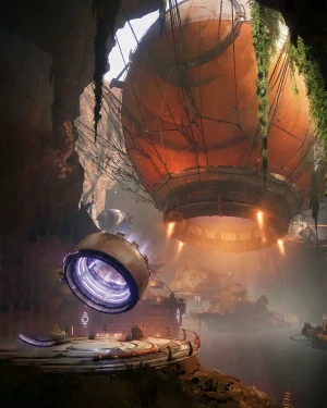 A giant pirate Fallen captain boss standing over a pile of treasure in the loot cave, the final challenge of a Destiny 2 Grasp of Avarice Carry.
