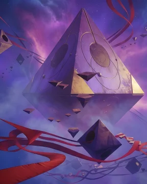 Massive floating pyramids in the Realm of the Nine representing the Destiny 2 Prophecy Dungeon Boost service.