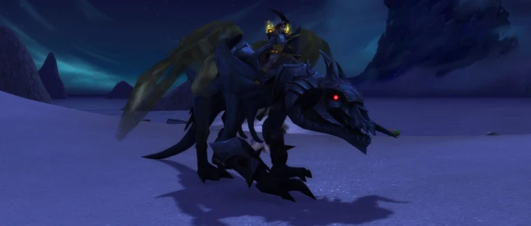 Sinful Gladiator's Soul Eater mount paired with a character wearing an Elite PvP Set in World of Warcraft