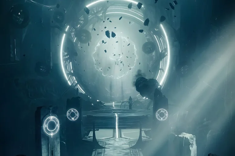 Mystical glowing rune platform in the Ascendant Plane, the setting for a Destiny 2 Shattered Throne Carry