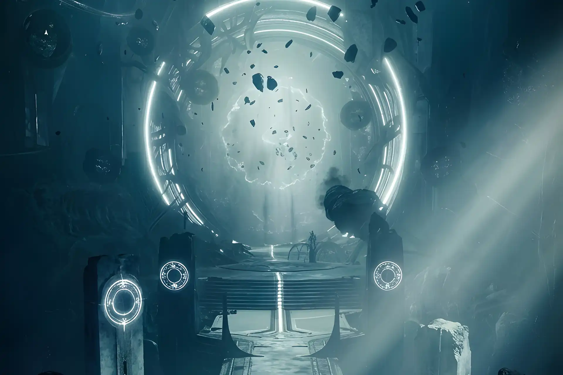 Mystical glowing rune platform in the Ascendant Plane, the setting for a Destiny 2 Shattered Throne Carry
