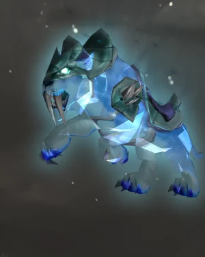 Spectral Tiger mount from World of Warcraft glowing blue and transparent in mid-air