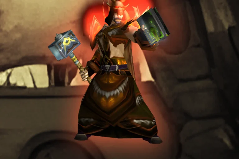 TBC Classic Honor Gear Service artwork featuring a fully equipped PvP character from Burning Crusade Classic