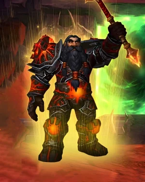 TBC Classic Level Boost service image showing a fully geared warrior standing before the Dark Portal in Burning Crusade Classic