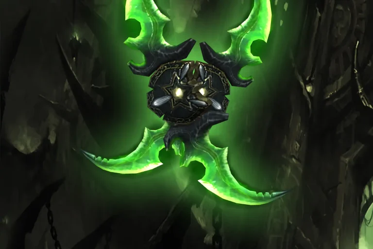 Buy TBC Classic Warglaives of Azzinoth artwork featuring twin fel green glaives from Black Temple