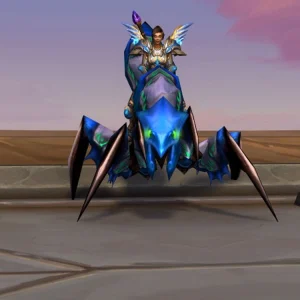 Holy Warrior Paladin wearing the MoP Challenge Mode Gold Set mounted on the Ultramarine Qiraji Battle Tank