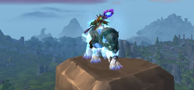 Spectral Tiger mount with Druid Challenge Mode Gold Set in World of Warcraft