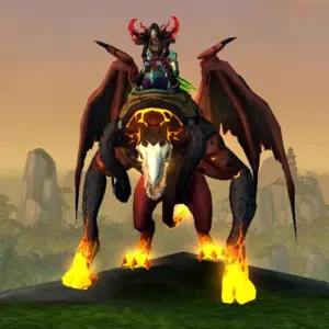 Antoran Charhound mount with The First Satyr's Spaulders transmog in World of Warcraft