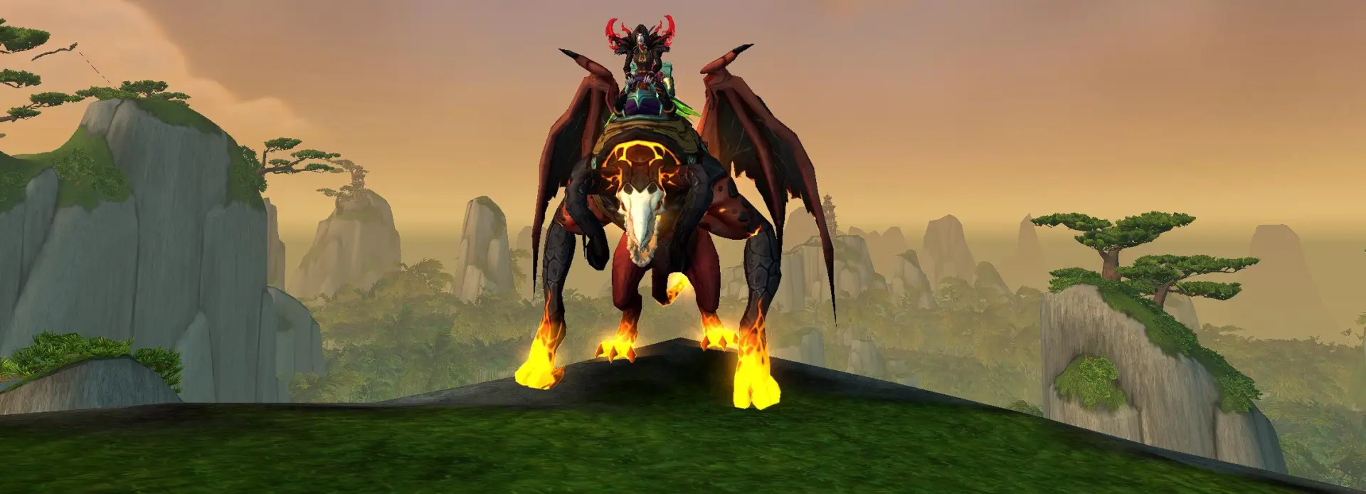 Antoran Charhound mount with The First Satyr's Spaulders transmog in World of Warcraft
