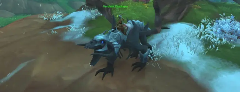 Unchained Gladiator's Soul Eater mount with Verdant Gladiator Rank 1 Title in World of Warcraft