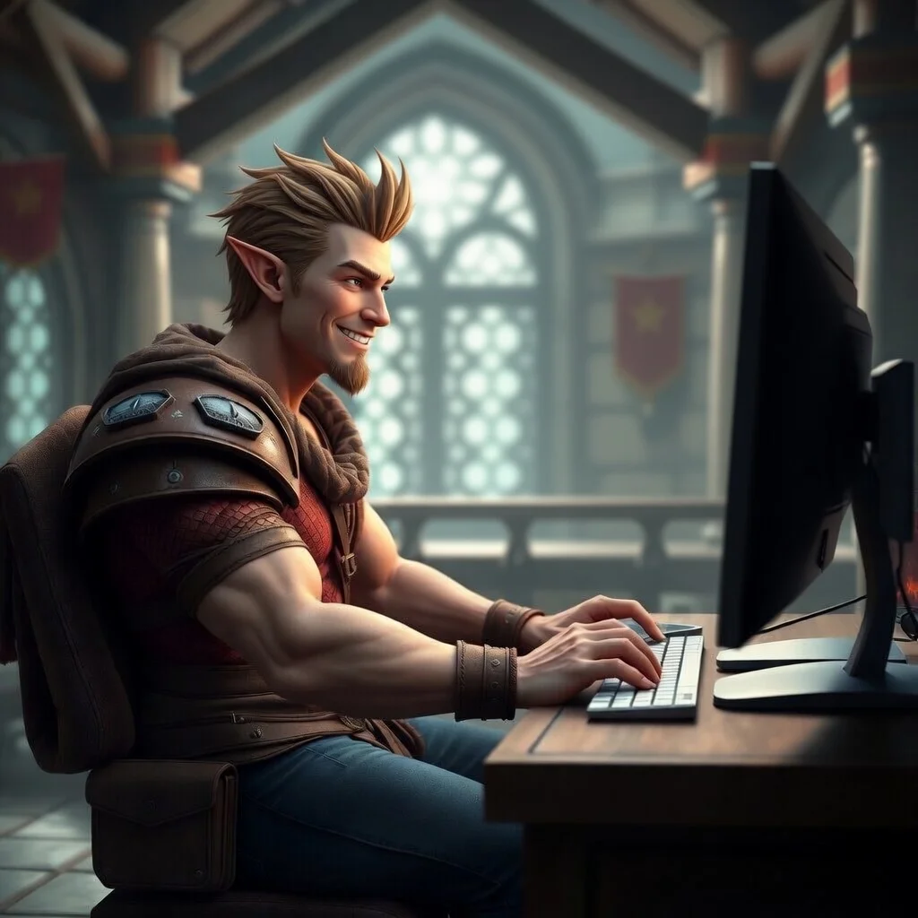 Gamer playing a game on computer, representing a booster service