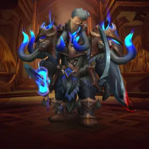 Character wearing great looking current gear with a stylish PvE transmog in World of Warcraft