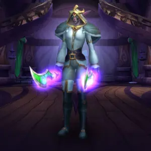 Character wearing great looking current gear with a stylish PvE transmog in World of Warcraft