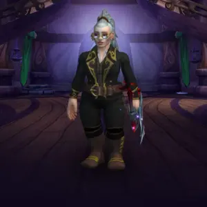 Character wearing great looking current gear with a stylish PvE transmog in World of Warcraft