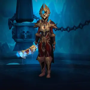 Character wearing great looking current gear with a stylish PvE transmog in World of Warcraft