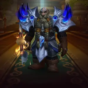 Character wearing great looking current gear with a stylish PvE transmog in World of Warcraft