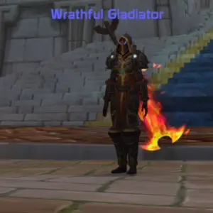 Wrathful Gladiator character wielding Taeshalach in World of Warcraft