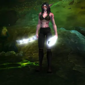 Character wearing great looking current gear with a stylish PvE transmog in World of Warcraft