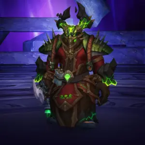 Character wearing great looking current gear with a stylish PvE transmog in World of Warcraft