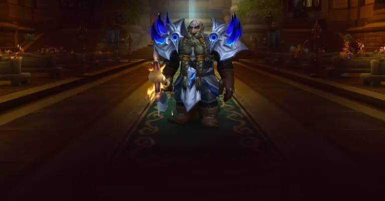 Character wearing great looking current gear with a stylish PvE transmog in World of Warcraft