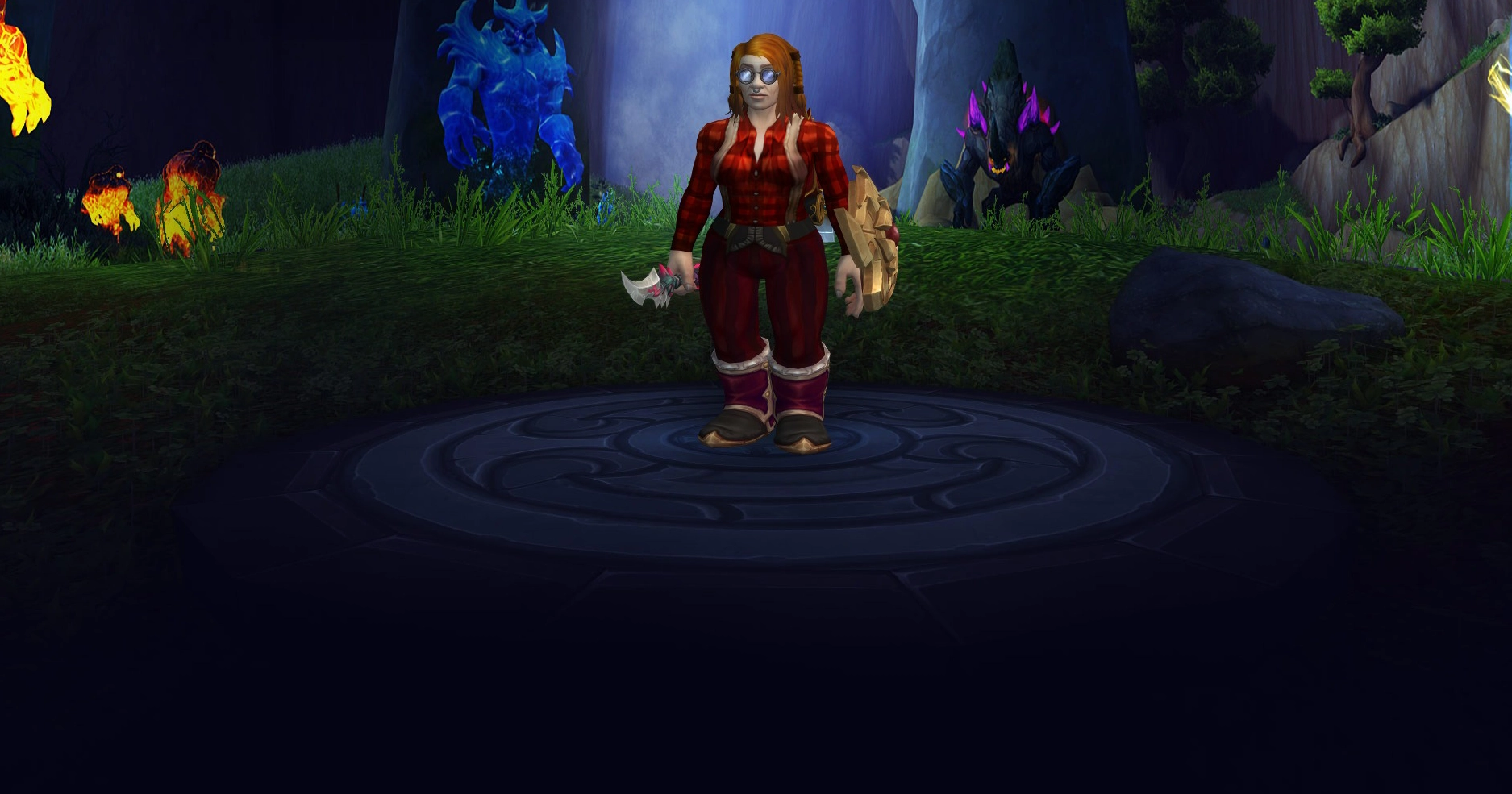 Character wearing great looking current gear with a stylish PvE transmog in World of Warcraft