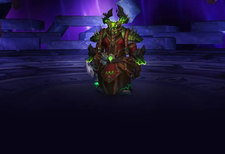 Character wearing great looking current gear with a stylish PvE transmog in World of Warcraft