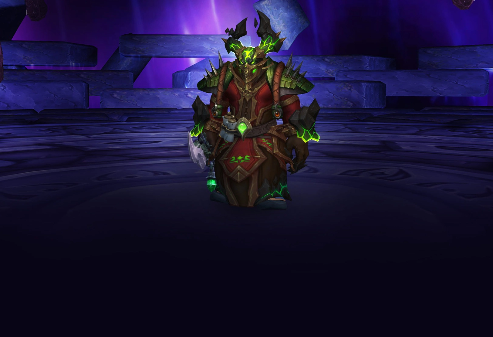 Character wearing great looking current gear with a stylish PvE transmog in World of Warcraft